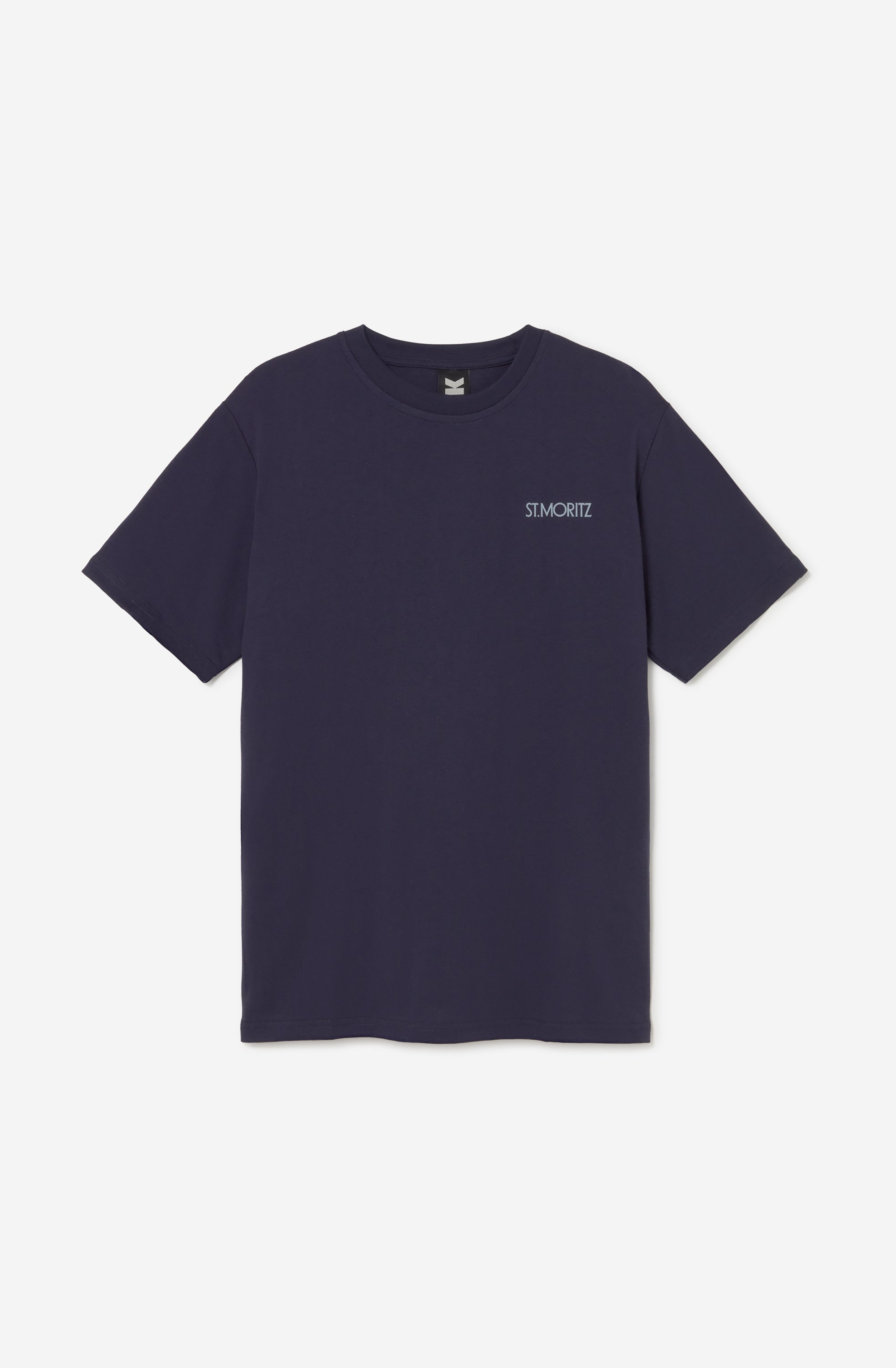 Camiseta Snow Cocktail Blue unisex azul marino con ilustración retro St. Moritz Après Ski en la espalda