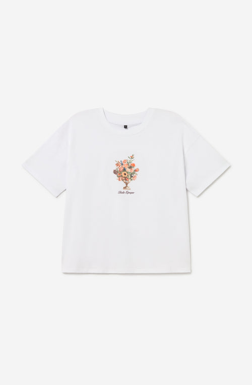 Cropped Bouquet Organic Cotton T-Shirt White