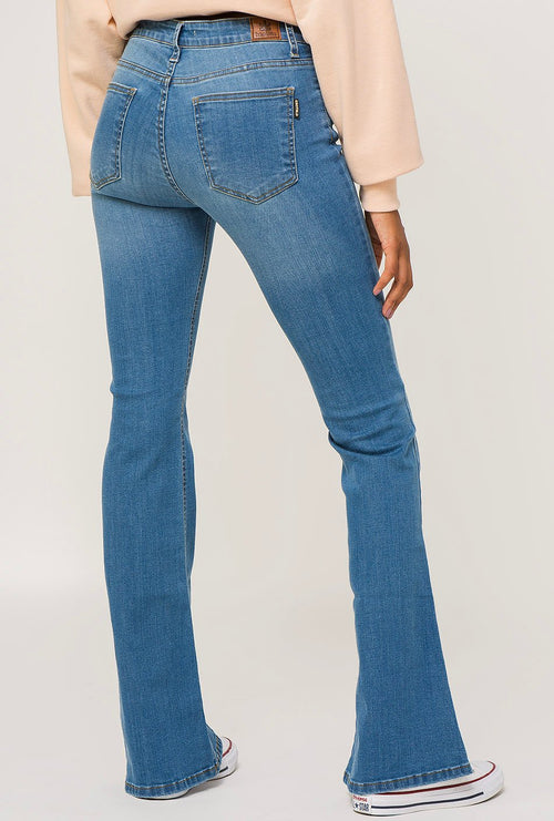 Flare denim used trousers