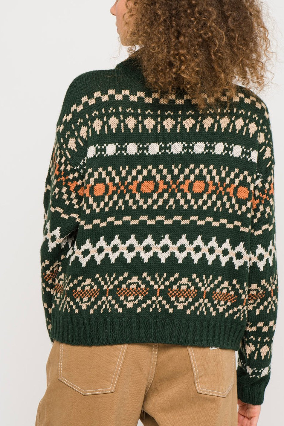 Jacquard Green Knitted Sweater