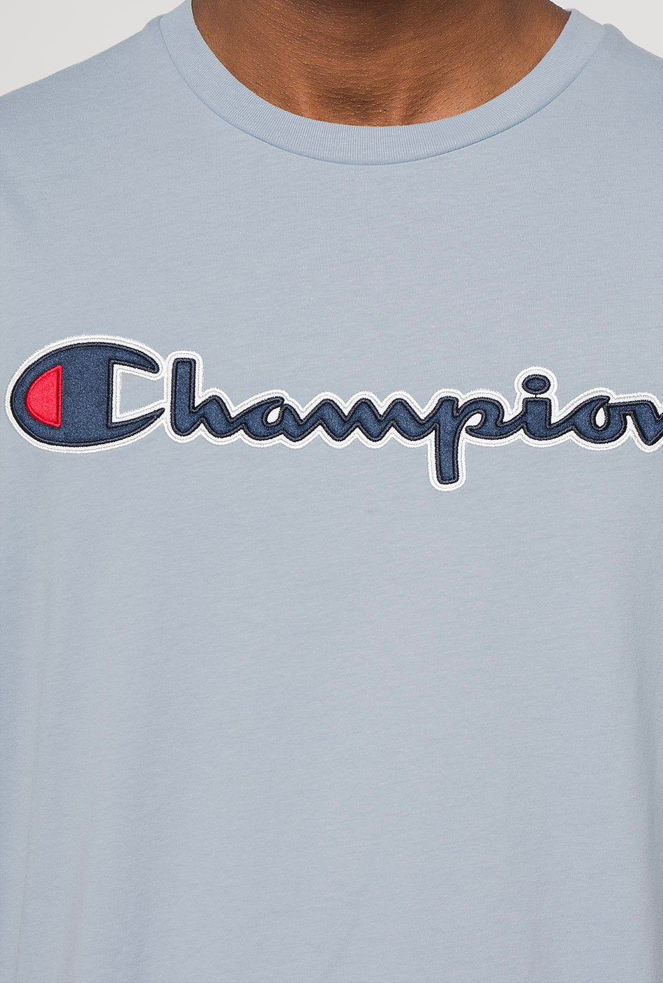 Champion Script Logo Crew Neck in Blau