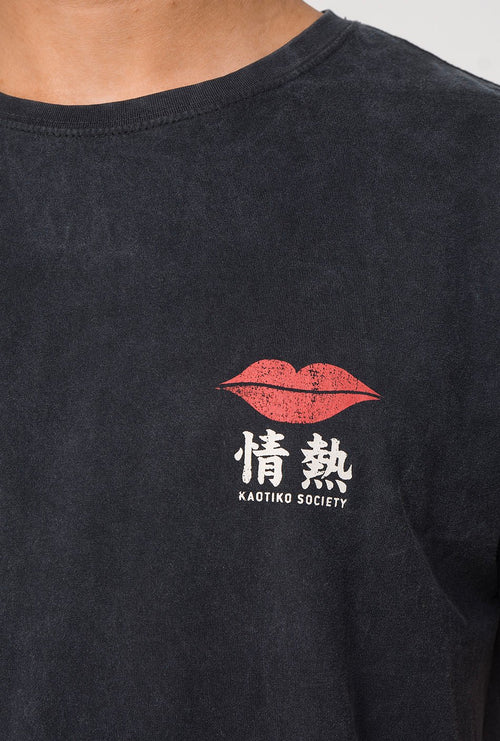 Lips Japan Tie-Dye Black T-Shirt