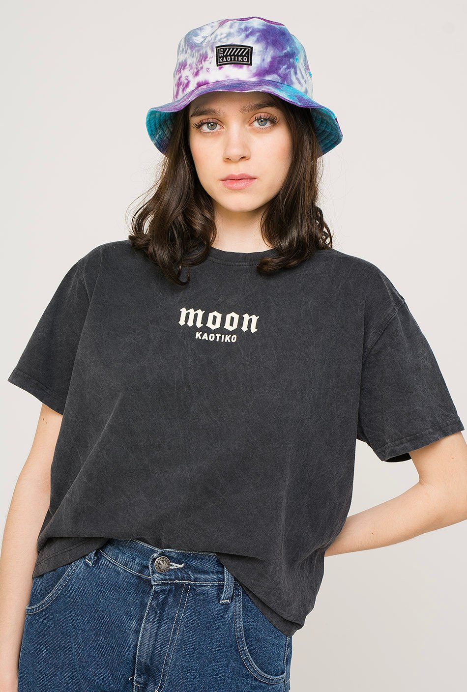 Camiseta Tie-dye Moon Negra