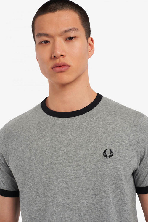 Camiseta Fred Perry Ringer Gris / Negro