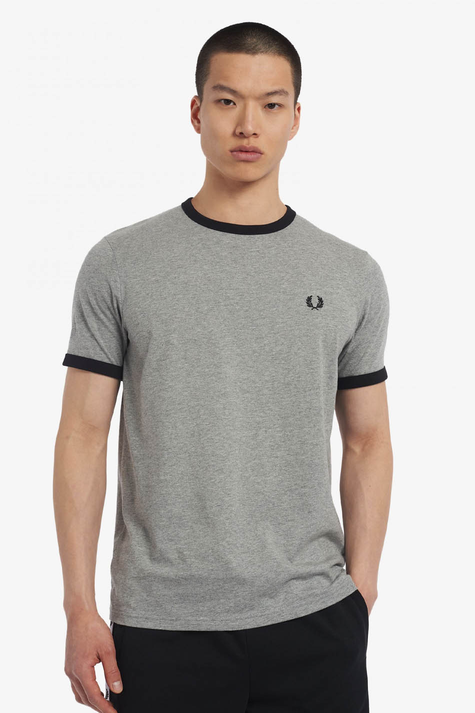 Camiseta Fred Perry Ringer Gris / Negro