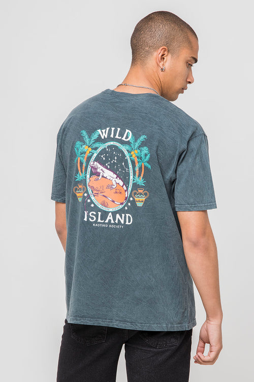 Camiseta Washed Wild Island Green