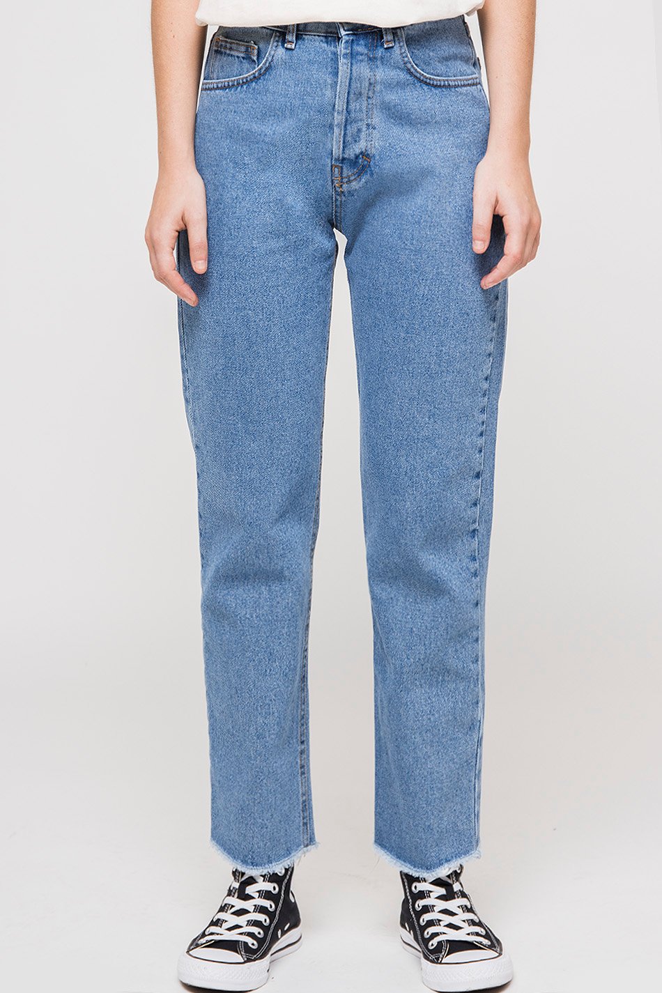 Cropped Straight Denim Trousers