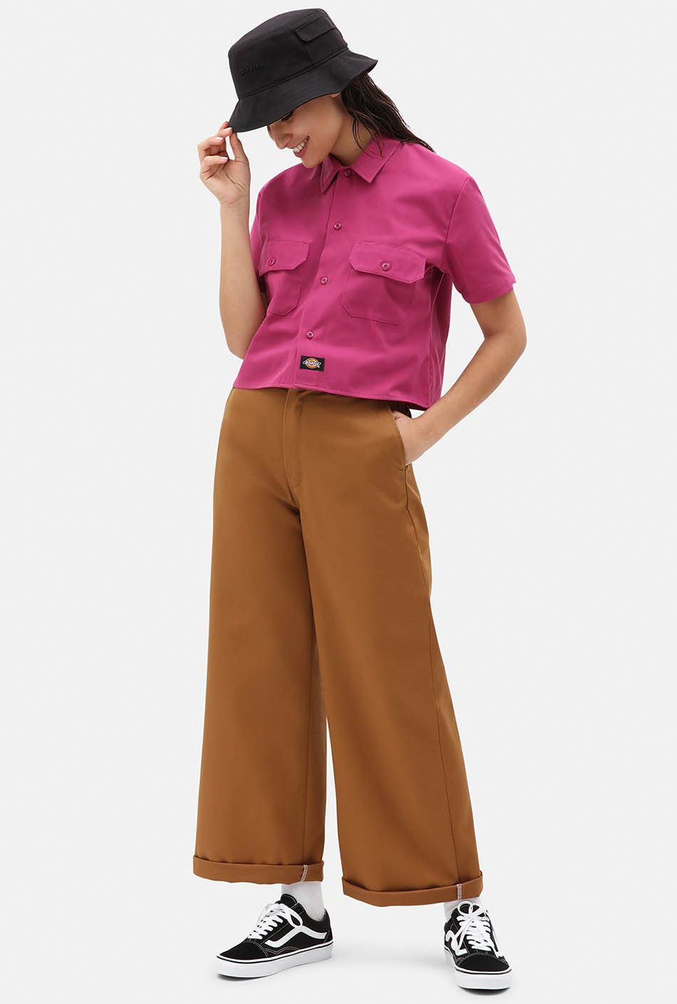 Dickies Cropped Work Pink Berry Shirt