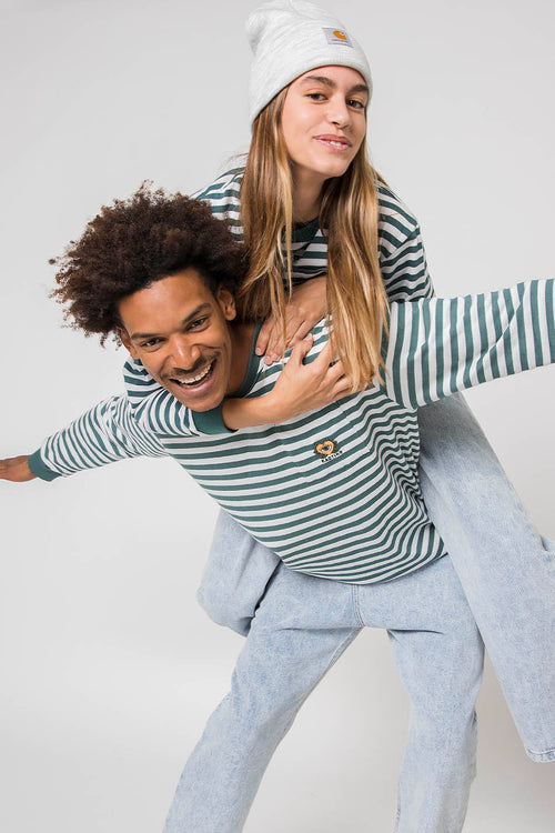 Green Striped Heart T-shirt