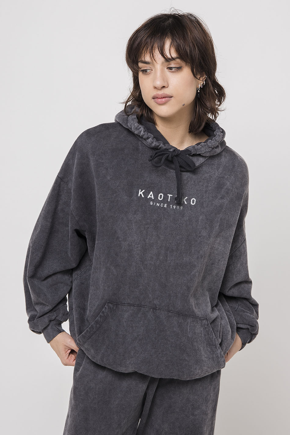 Sudadera Capucha Black Washed