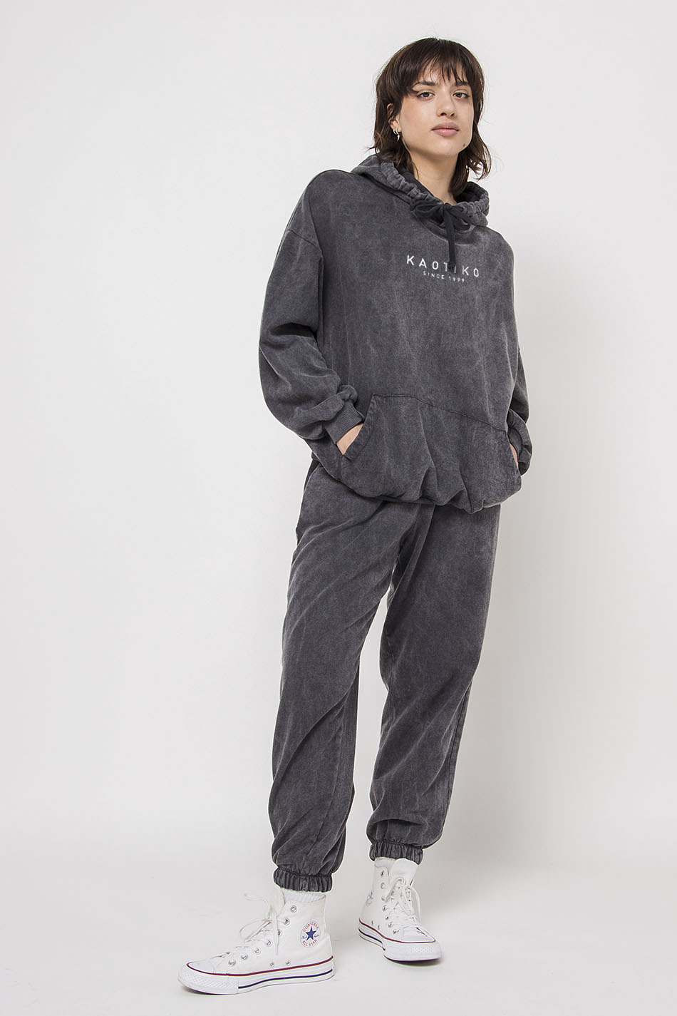 Sudadera Capucha Black Washed