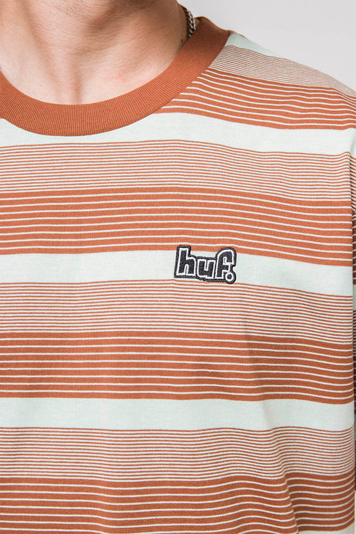 Camiseta Huf Barkley Manga Corta con rayas Marrón