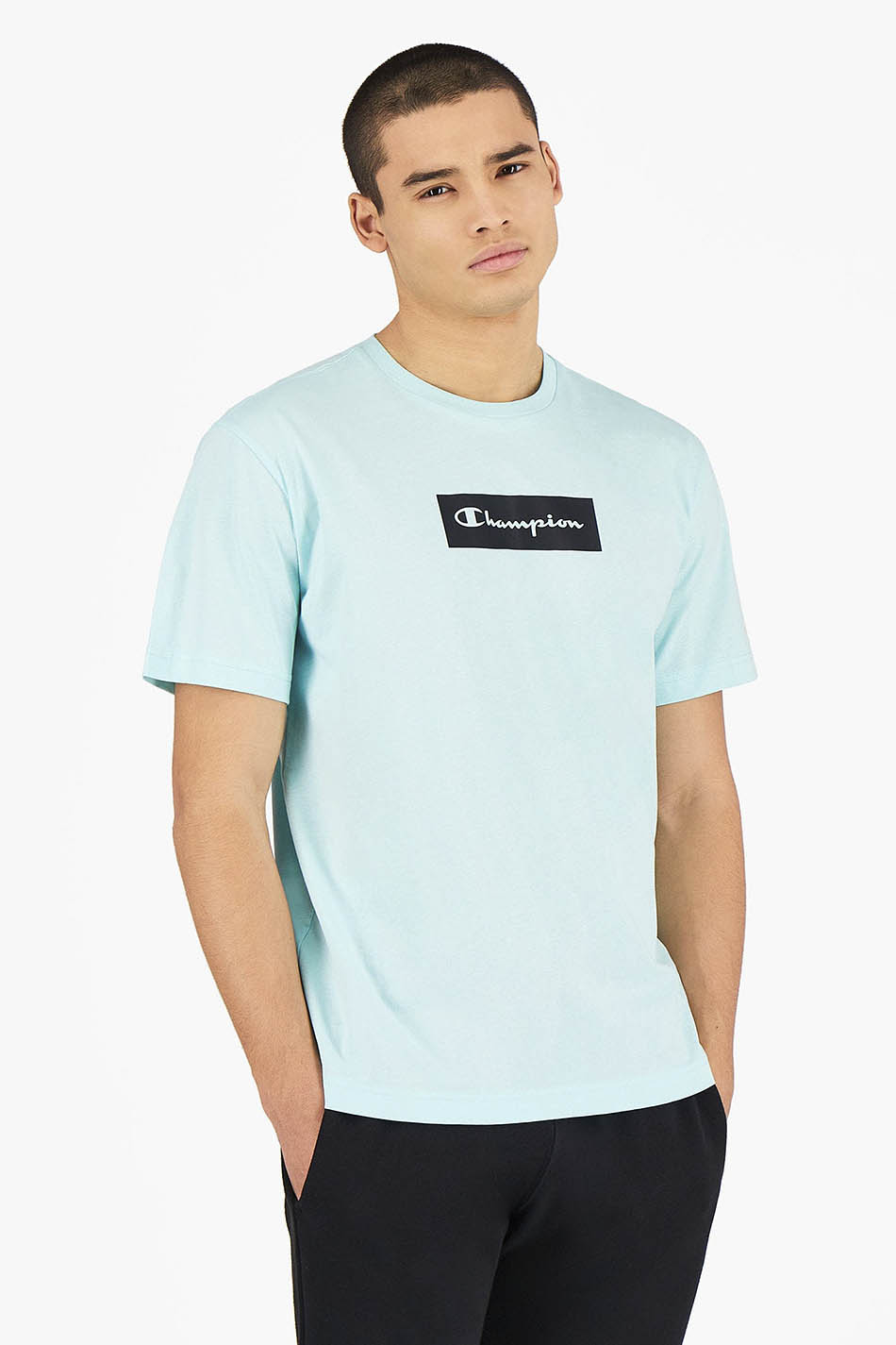 Camiseta Champion Pastel Box Script Logo Azul
