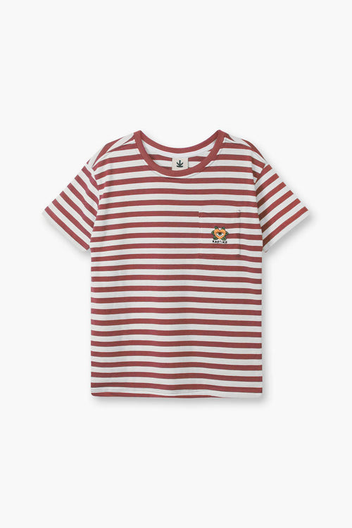 Burgundy Heart Striped T-shirt