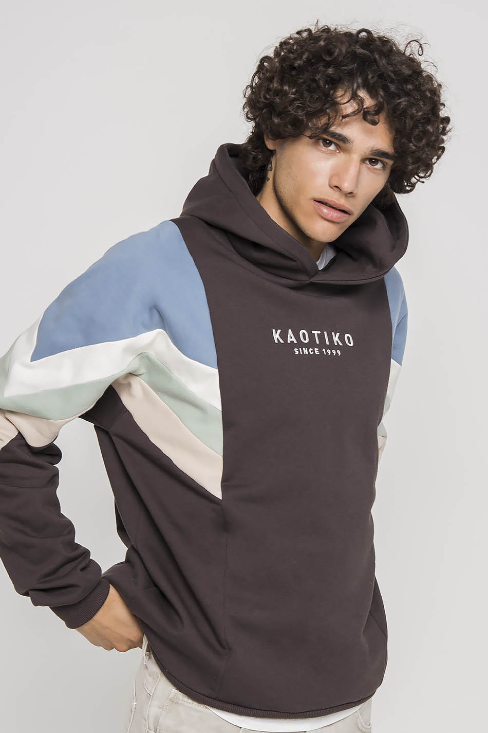 Sudadera Capucha Ewan Gris/Azul/Marfil/Verde