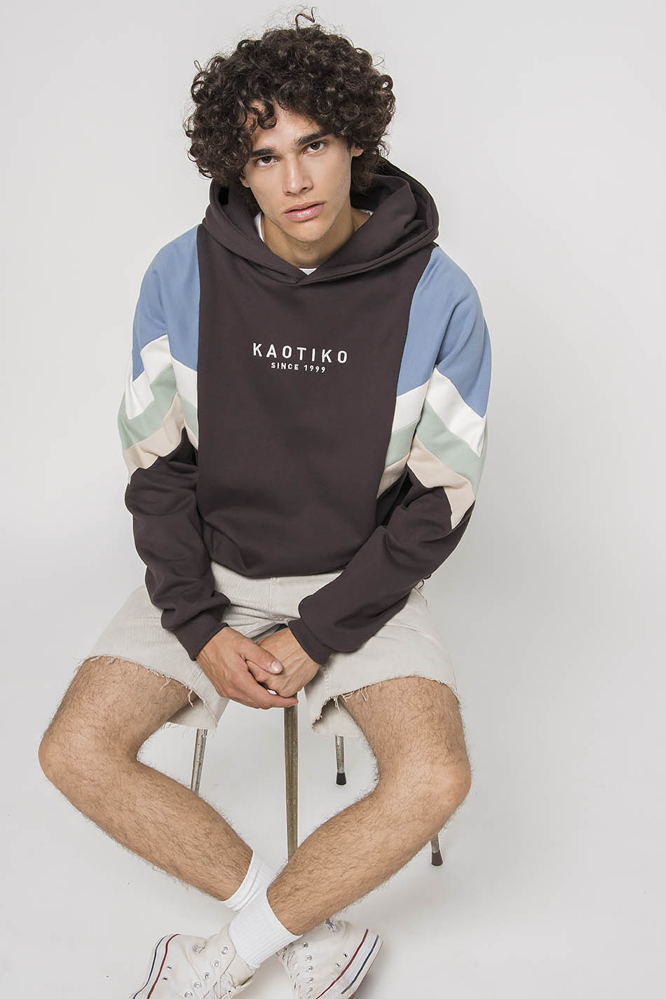 Sudadera Capucha Ewan Gris/Azul/Marfil/Verde