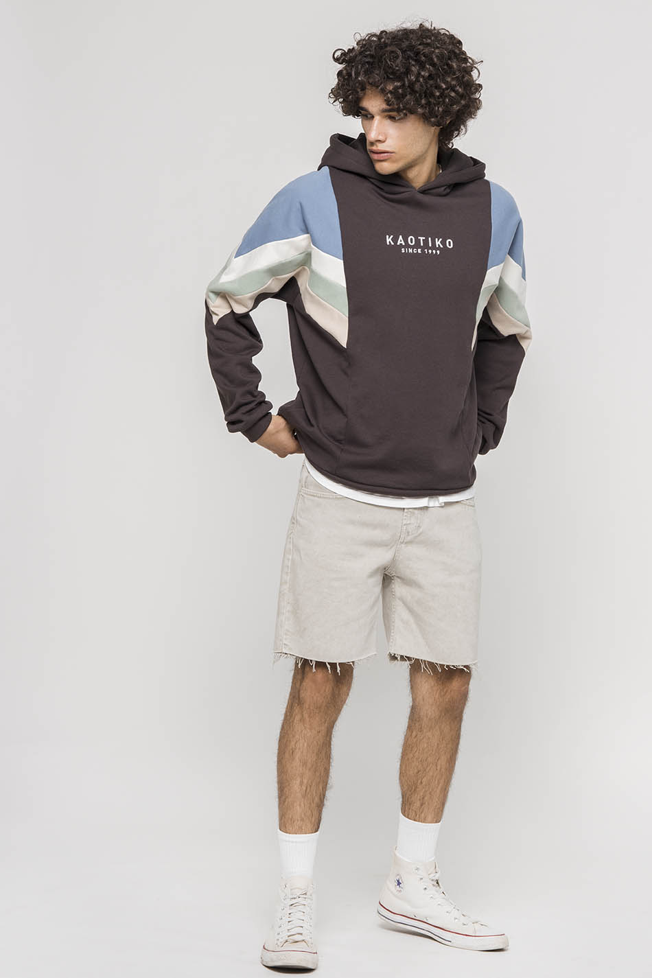 Sudadera Capucha Ewan Gris/Azul/Marfil/Verde