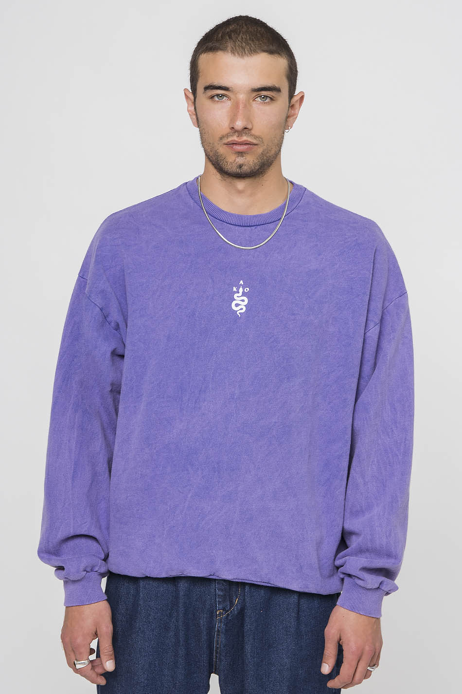 Sweatshirt Washed Palm Vibes Dark Purple