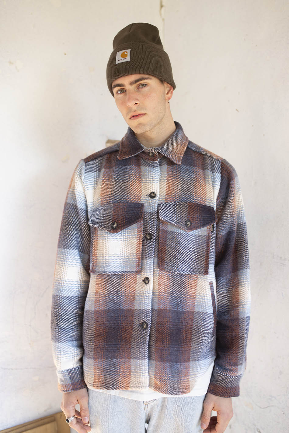 Brown/Sky Blue Check Overshirt