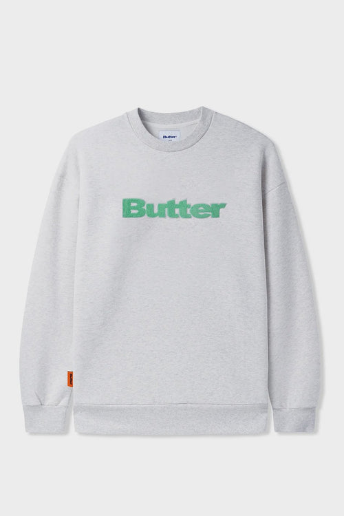 Ash Grey Butter Goods Chenille Applique Crew Sweatshirt
