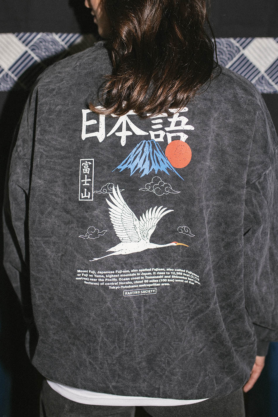 Sudadera Washed Heron Japan Black