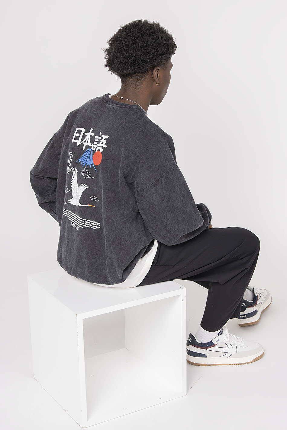 Sudadera Washed Heron Japan Black