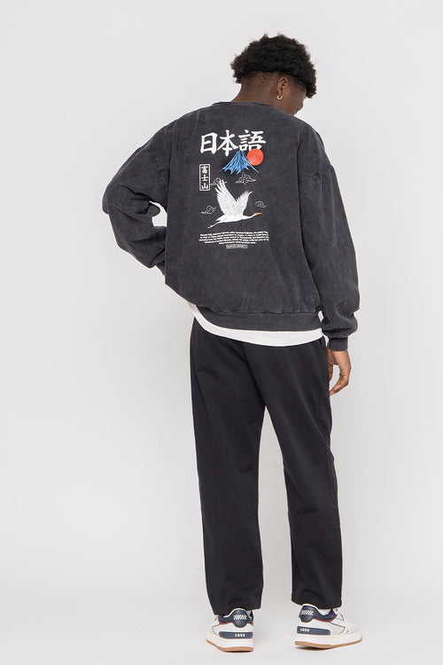 Sudadera Washed Heron Japan Black
