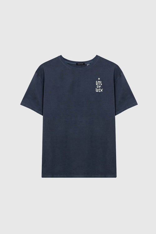 Camiseta Washed Lots Of Luck Navy