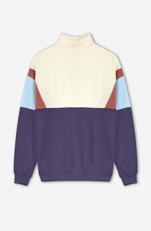 Sweatshirt in Elfenbeinweiß/Burgunderrot/Niagarablau/Lila