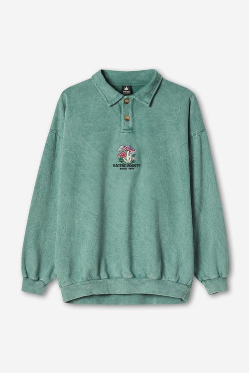 Jade Buttons Washed Mushrooms Sweatshirt