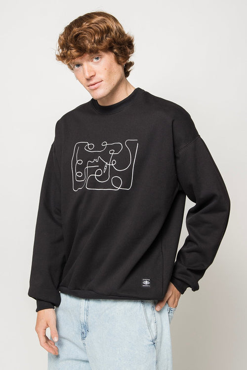 Abstract Face Sweatshirt in Schwarz