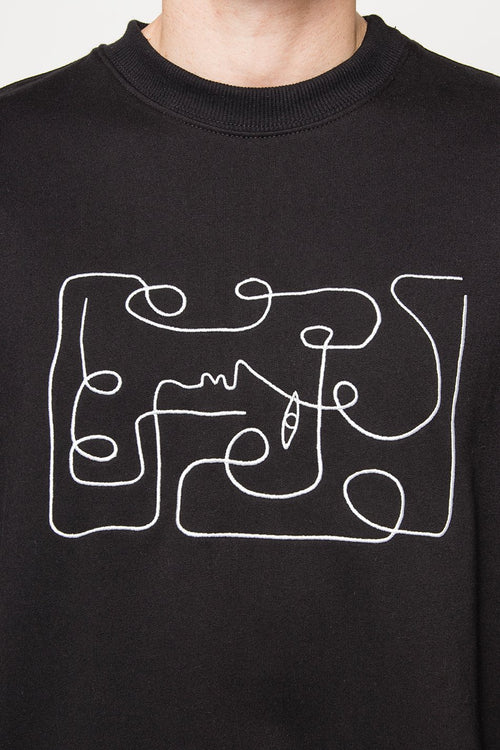 Abstract Face Black Sweatshirt