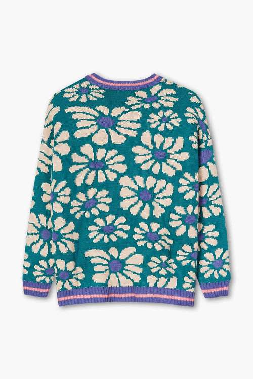 Green/Blue Flowers Jumper