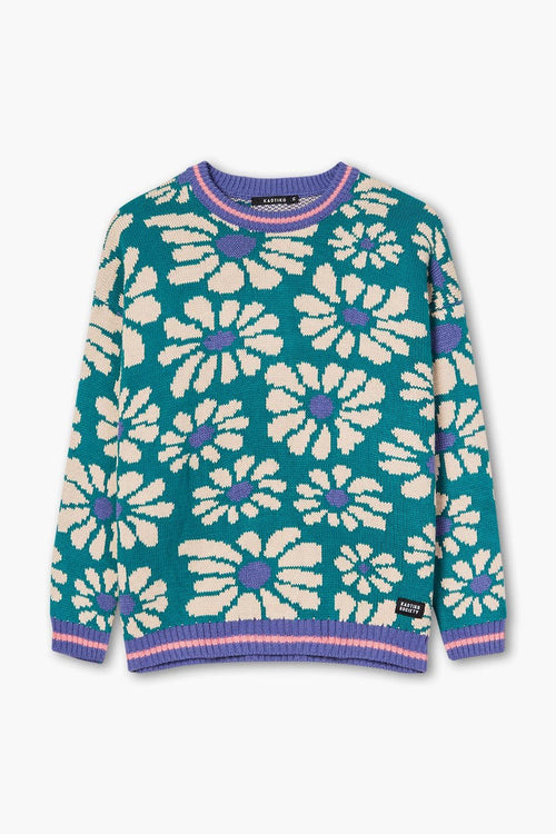 Jersey Flowers Green/ Blue