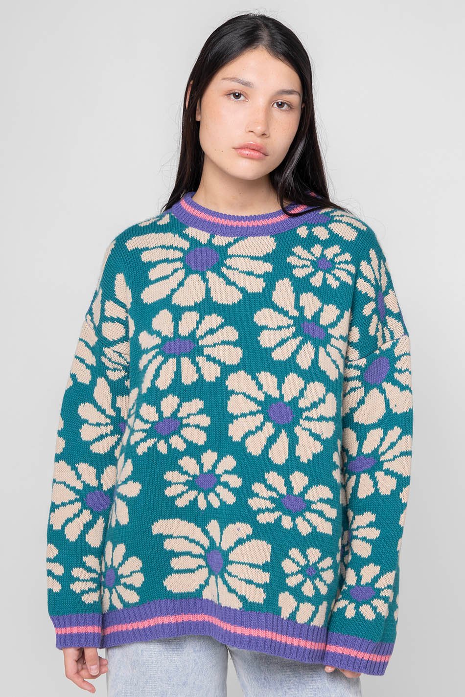 Jersey Flowers Green/ Blue