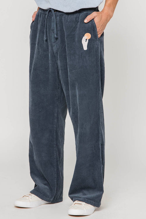 Bluish-Grey Corduroy Casual Trousers