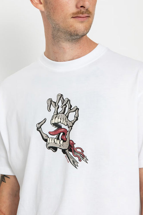 White Santa Cruz Bone Hand Cruz Front T-shirt