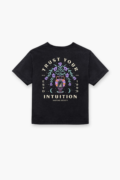 Washed T-Shirt Trust Your Intuition Schwarz