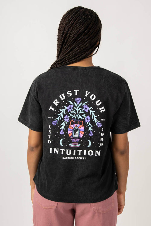 Black Trust Your Intuition Washed T-shirt