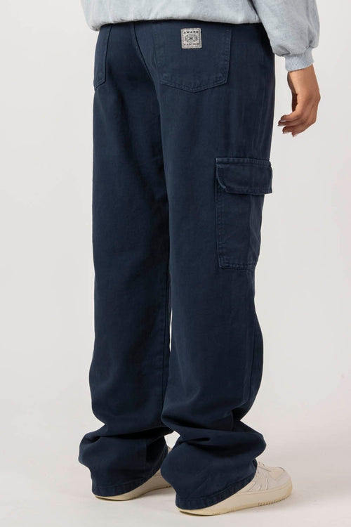 Navy Straight Cargo Trousers