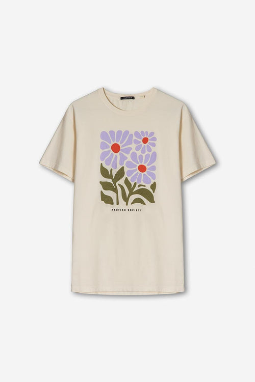 Camiseta Washed Fleurs Ivory