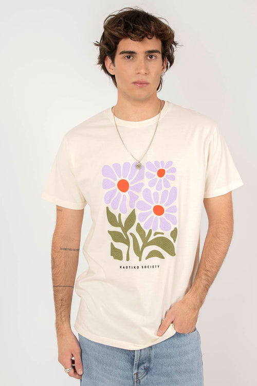 Camiseta Washed Fleurs Ivory