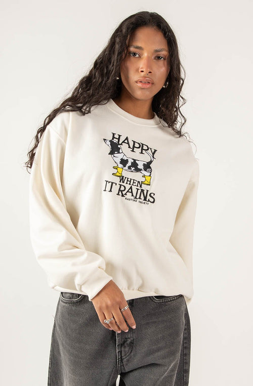 Ivory Happy When it Rains Sweatshirt