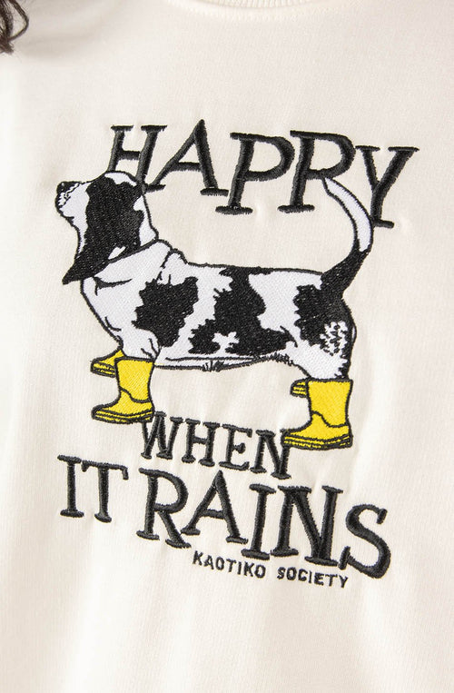 Ivory Happy When it Rains Sweatshirt