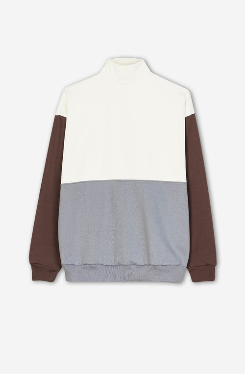 Matthew Buttons Sweatshirt Ivory/ Pale Blue / Brown