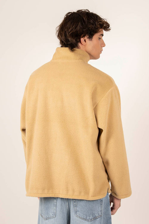 Half Zip Fleece-Sweatshirt in Ockergelb