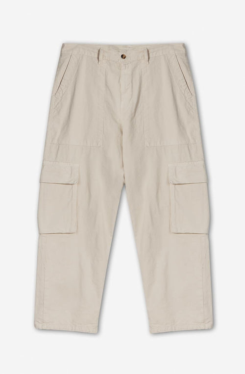 Relaxed Canvas Ivory Cargo Trousers