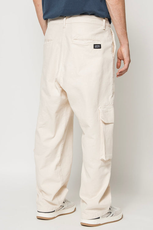 Relaxed Canvas Ivory Cargo Trousers