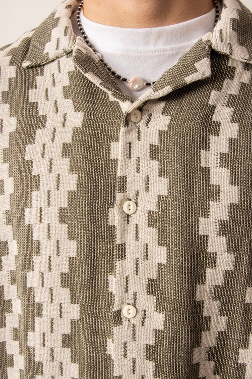 Army/Off White Ethnic Shirt