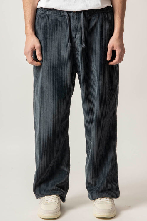Bluish-Grey Casual Corduroy Ladder Trousers